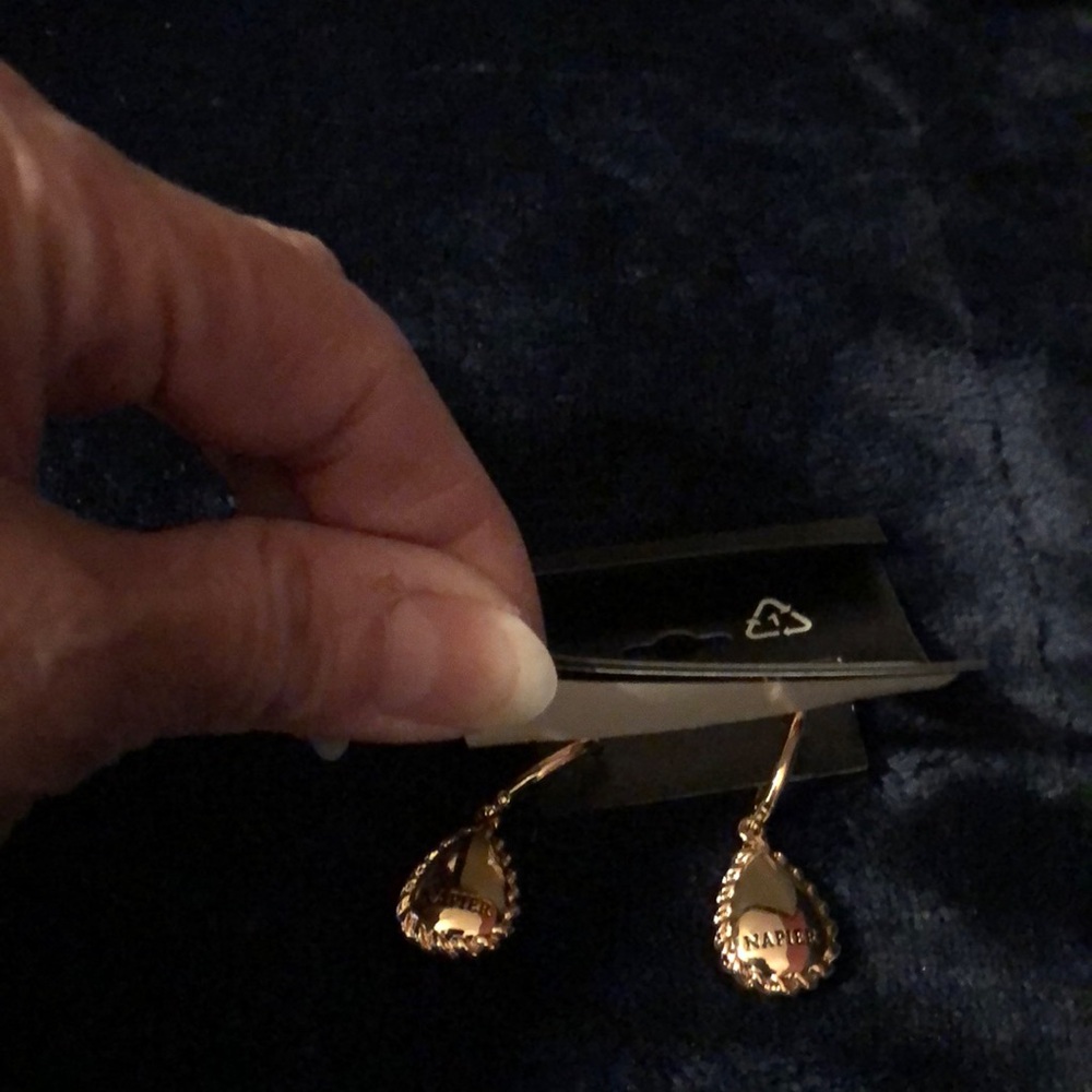 COPY - Napier Gold and Black Teardrop Earrings - Picture 3 of 3